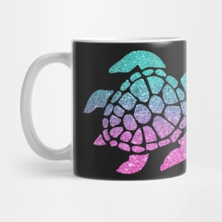 Bright Pink Aqua Ombre Faux Glitter Turtle Mug